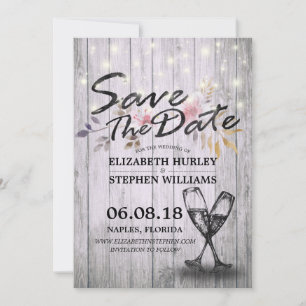 Het huwelijk bewaart de Datum Champagne Glasses Wo Save The Date