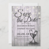 Het huwelijk bewaart de Datum Champagne Glasses Wo Save The Date (Voorkant)