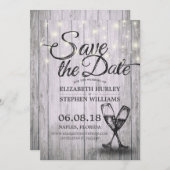 Het huwelijk bewaart de Datum Champagne Glasses Wo Save The Date (Voorkant / Achterkant)