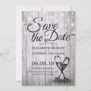 Het huwelijk bewaart de Datum Champagne Glasses Wo Save The Date