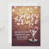 Het huwelijk bewaart de Datum Champagne Glasses Wo Save The Date (Voorkant)