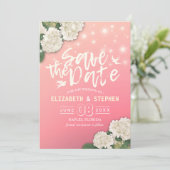 Het huwelijk bewaart de Datum Chic Hydrangea Koord Save The Date (Staand voorkant)