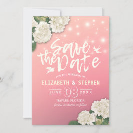 Het huwelijk bewaart de Datum Chic Hydrangea Koord Save The Date
