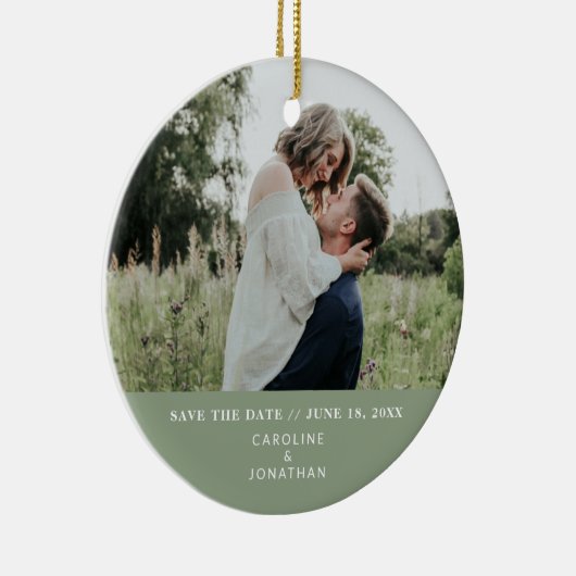 Het huwelijk bewaart de Datum Eenvoudige Minimale  Keramisch Ornament (Rechts)