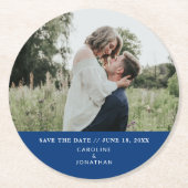 Het huwelijk bewaart de Datum Eenvoudige Minimale  Ronde Kartonnen Onderzetter (Voorkant)