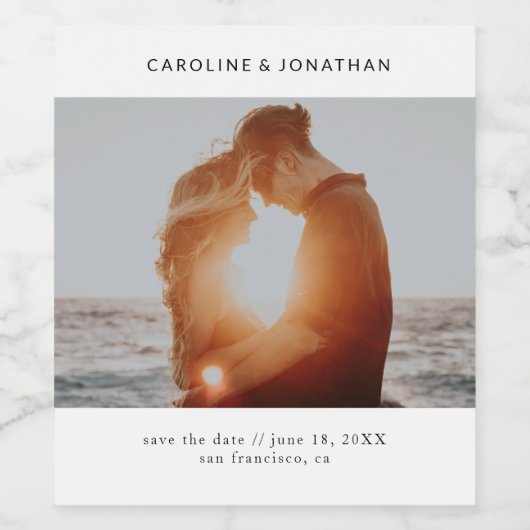 Het huwelijk bewaart de Datum Eenvoudige Minimale Wijn Etiket (Enkel label)