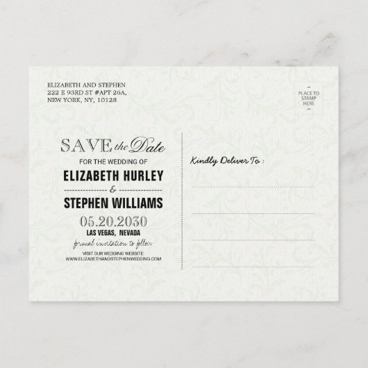 Het huwelijk bewaart de Datum Elegant Floral Gold Aankondigingskaart (Achterkant)