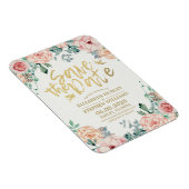 Het huwelijk bewaart de Datum Elegant Floral koord Magneet (Rechterzijde)