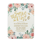 Het huwelijk bewaart de Datum Elegant Floral koord Magneet (Verticaal)