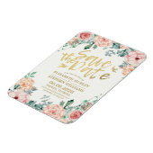 Het huwelijk bewaart de Datum Elegant Floral koord Magneet (Linkerzijde)