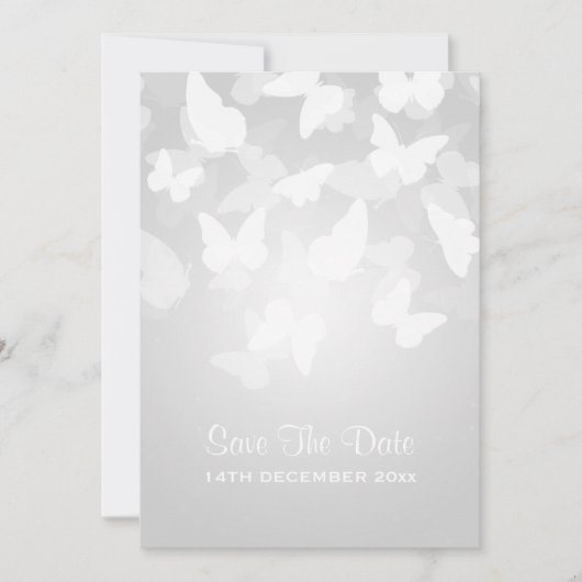 Het huwelijk bewaart de Datum Elusive Butterflies  Save The Date (Voorkant)