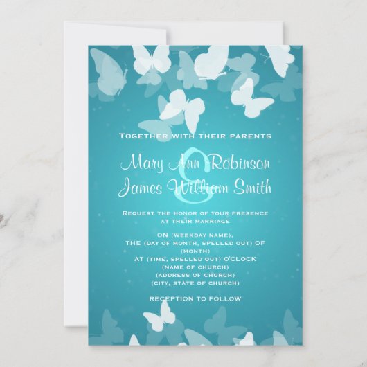 Het huwelijk bewaart de Datum Elusive Butterflies Save The Date (Achterkant)