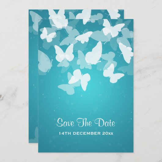 Het huwelijk bewaart de Datum Elusive Butterflies Save The Date (Voorkant / Achterkant)