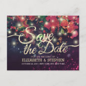 Het huwelijk bewaart de Datum Floral Paarse Koord Aankondigingskaart (Voorkant)