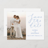 Het huwelijk bewaart de Datum Foto Chic Elegant Ma Briefkaart (Voorkant / Achterkant)