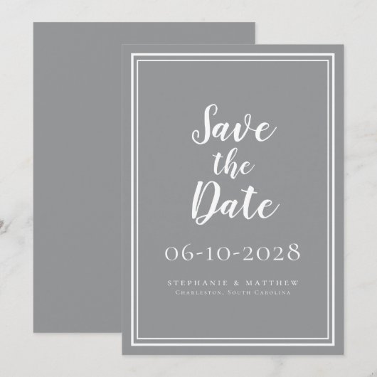 Het huwelijk bewaart de Datum Grijze Eenvoudige Mo (Voorkant / Achterkant)