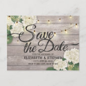 Het huwelijk bewaart de Datum Hydrangea het Hout v Aankondigingskaart (Voorkant)