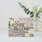 Het huwelijk bewaart de Datum Hydrangea het Hout v Aankondigingskaart (Staand voorkant)