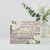 Het huwelijk bewaart de Datum Hydrangea het Hout v Aankondigingskaart (Staand voorkant)