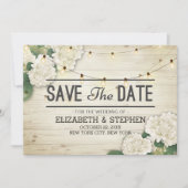 Het huwelijk bewaart de Datum Hydrangea het Hout v Save The Date (Voorkant)