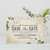 Het huwelijk bewaart de Datum Hydrangea het Hout v Save The Date (Staand voorkant)