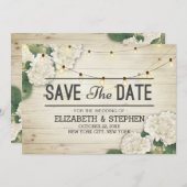 Het huwelijk bewaart de Datum Hydrangea het Hout v Save The Date (Voorkant / Achterkant)