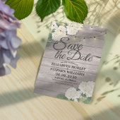 Het huwelijk bewaart de Datum Hydrangea het Hout v Save The Date