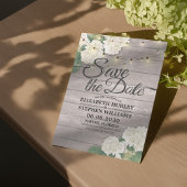 Het huwelijk bewaart de Datum Hydrangea het Hout v Save The Date