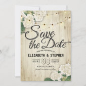 Het huwelijk bewaart de Datum Hydrangea het Hout v Save The Date (Voorkant)