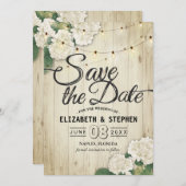 Het huwelijk bewaart de Datum Hydrangea het Hout v Save The Date (Voorkant / Achterkant)