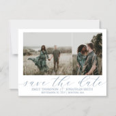 Het huwelijk bewaart de Datum Magnet Twee Foto's D Magnetische Uitnodiging (Voorkant)