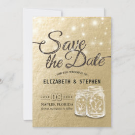 Het huwelijk bewaart de Datum Mason Jar String Lig Save The Date