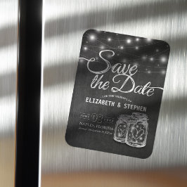 Het huwelijk bewaart de Datum Mason Jars String Li Magneet
