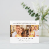 Het huwelijk bewaart de Datum Modern 2 Foto White Briefkaart (Staand voorkant)