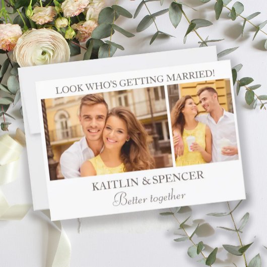 Het huwelijk bewaart de Datum Modern 2 Foto White Kaart