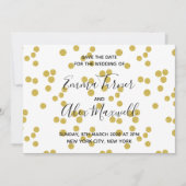 Het huwelijk bewaart de datum Modern Gold Confetti Save The Date (Voorkant)