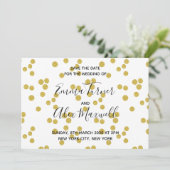 Het huwelijk bewaart de datum Modern Gold Confetti Save The Date (Staand voorkant)