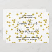 Het huwelijk bewaart de datum Modern Gold Confetti Save The Date (Voorkant / Achterkant)