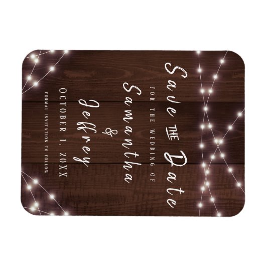 Het huwelijk bewaart de Datum Rustic het Hout van  Magneet (Horizontaal)