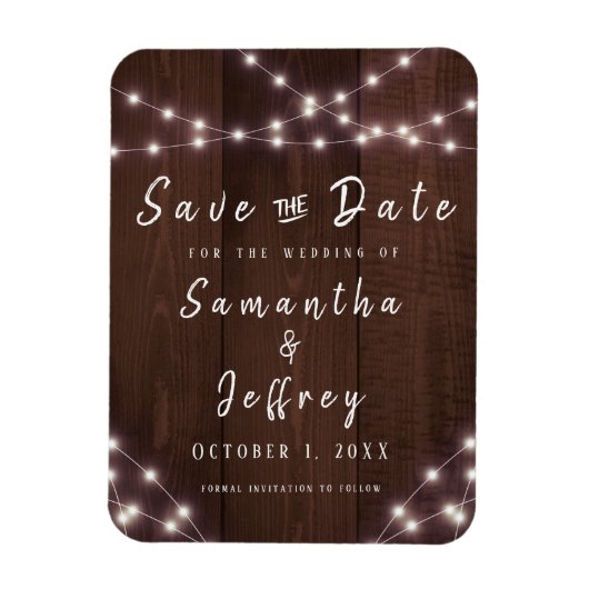 Het huwelijk bewaart de Datum Rustic het Hout van Magneet (Verticaal)