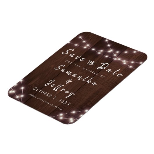 Het huwelijk bewaart de Datum Rustic het Hout van  Magneet (Linkerzijde)