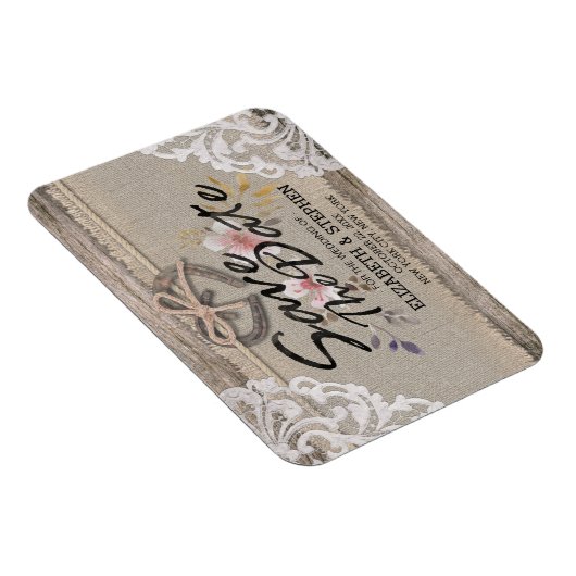 Het huwelijk bewaart de Datum Rustic Hoefijzer Bur Magneet (Rechterzijde)