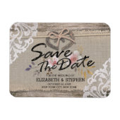 Het huwelijk bewaart de Datum Rustic Hoefijzer Bur Magneet (Horizontaal)