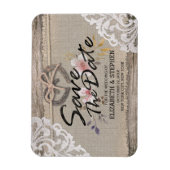 Het huwelijk bewaart de Datum Rustic Hoefijzer Bur Magneet (Verticaal)