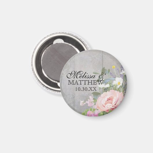 Het huwelijk bewaart de Datum Rustic Woodsy Floral Magneet (Voorkant / Achterkant)