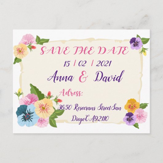 Het huwelijk bewaart de Datum, sparen de DatumKaar Aankondigingskaart (Voorkant)