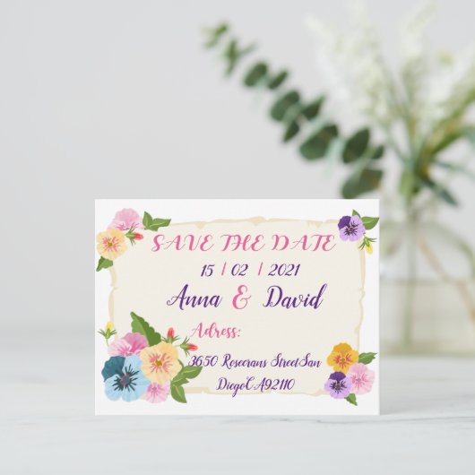 Het huwelijk bewaart de Datum, sparen de DatumKaar Aankondigingskaart (Staand voorkant)