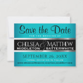 Het huwelijk bewaart de Datum Turquoise en Silver Save The Date (Voorkant)