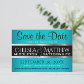 Het huwelijk bewaart de Datum Turquoise en Silver Save The Date (Staand voorkant)