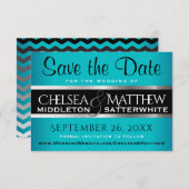 Het huwelijk bewaart de Datum Turquoise en Silver Save The Date (Voorkant / Achterkant)